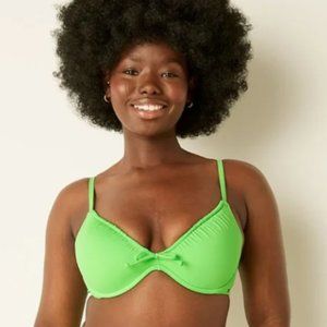 VS PINK Green Ruched Push Up Bikini Swim Top Medium NWOT
